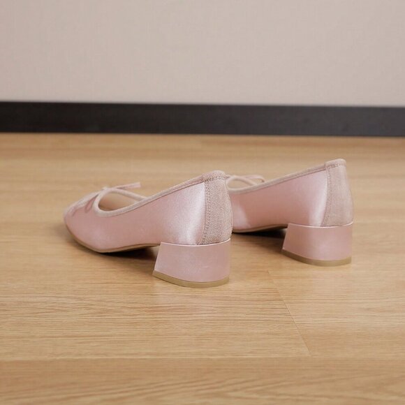 Pink Basics Women's Square Toe Chunky Heel Shoes - Picture 6 of 8